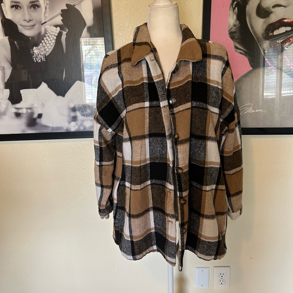 Plaid Button-Up Jacket